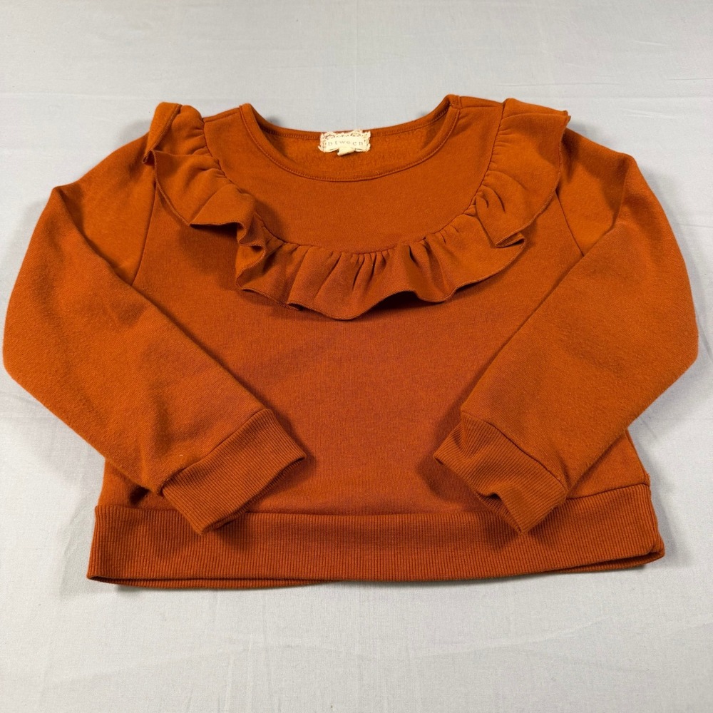 Btween Girls Rust Orange Ruffle Fleece Sweatshirt Size 8 Long Sleeve Pullover